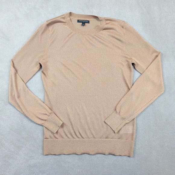 Banana Republic Size S Metallic Shimmer Crew Neck Sweater Rose Gold Office Chic — photo 2